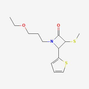 molecular formula C13H19NO2S2 B2824765 1-(3-Ethoxypropyl)-3-(methylsulfanyl)-4-(thiophen-2-yl)azetidin-2-one CAS No. 1241284-14-9