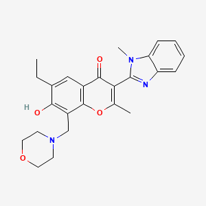 molecular formula C25H27N3O4 B2824766 6-ethyl-7-hydroxy-2-methyl-3-(1-methyl-1H-benzo[d]imidazol-2-yl)-8-(morpholinomethyl)-4H-chromen-4-one CAS No. 222716-51-0