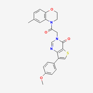 molecular formula C24H21N3O4S B2824780 7-(4-methoxyphenyl)-3-[2-(6-methyl-2,3-dihydro-4H-1,4-benzoxazin-4-yl)-2-oxoethyl]thieno[3,2-d]pyrimidin-4(3H)-one CAS No. 1189677-24-4
