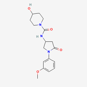 molecular formula C17H23N3O4 B2824782 4-hydroxy-N-(1-(3-methoxyphenyl)-5-oxopyrrolidin-3-yl)piperidine-1-carboxamide CAS No. 894012-79-4
