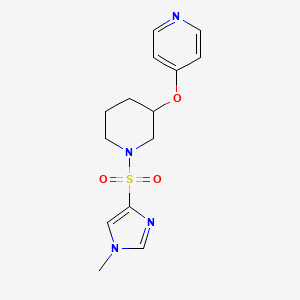 molecular formula C14H18N4O3S B2824800 4-((1-((1-methyl-1H-imidazol-4-yl)sulfonyl)piperidin-3-yl)oxy)pyridine CAS No. 2034500-34-8