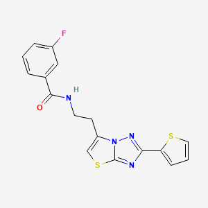 molecular formula C17H13FN4OS2 B2824809 3-fluoro-N-(2-(2-(thiophen-2-yl)thiazolo[3,2-b][1,2,4]triazol-6-yl)ethyl)benzamide CAS No. 941950-53-4