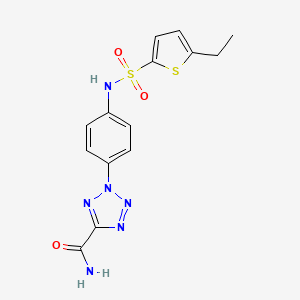 molecular formula C14H14N6O3S2 B2824817 2-(4-(5-ethylthiophene-2-sulfonamido)phenyl)-2H-tetrazole-5-carboxamide CAS No. 1396812-31-9