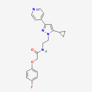 molecular formula C21H21FN4O2 B2824820 N-(2-(5-cyclopropyl-3-(pyridin-4-yl)-1H-pyrazol-1-yl)ethyl)-2-(4-fluorophenoxy)acetamide CAS No. 1797294-29-1