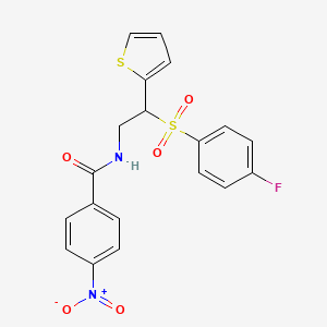molecular formula C19H15FN2O5S2 B2824824 N-[2-[(4-fluorophenyl)sulfonyl]-2-(2-thienyl)ethyl]-4-nitrobenzamide CAS No. 896330-63-5