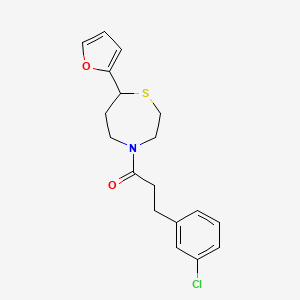 molecular formula C18H20ClNO2S B2824825 3-(3-Chlorophenyl)-1-(7-(furan-2-yl)-1,4-thiazepan-4-yl)propan-1-one CAS No. 1705223-23-9