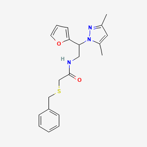 molecular formula C20H23N3O2S B2824826 2-(benzylthio)-N-(2-(3,5-dimethyl-1H-pyrazol-1-yl)-2-(furan-2-yl)ethyl)acetamide CAS No. 2034273-88-4