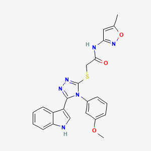 molecular formula C23H20N6O3S B2824827 2-((5-(1H-吲哚-3-基)-4-(3-甲氧基苯基)-4H-1,2,4-三唑-3-基)硫基)-N-(5-甲基异噁唑-3-基)乙酰胺 CAS No. 852145-54-1