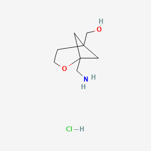molecular formula C8H16ClNO2 B2824828 [1-(氨甲基)-2-氧杂-3,1,1-环丙烷-5-基]甲醇;盐酸盐 CAS No. 2408968-92-1