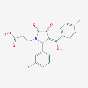 molecular formula C21H18FNO5 B282483 3-[2-(3-fluorophenyl)-4-hydroxy-3-(4-methylbenzoyl)-5-oxo-2,5-dihydro-1H-pyrrol-1-yl]propanoic acid 