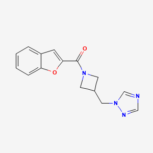 molecular formula C15H14N4O2 B2824831 (3-((1H-1,2,4-triazol-1-yl)methyl)azetidin-1-yl)(benzofuran-2-yl)methanone CAS No. 2319786-41-7