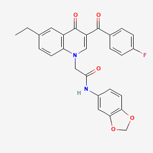 molecular formula C27H21FN2O5 B2824833 N-(benzo[d][1,3]dioxol-5-yl)-2-(6-ethyl-3-(4-fluorobenzoyl)-4-oxoquinolin-1(4H)-yl)acetamide CAS No. 895652-38-7