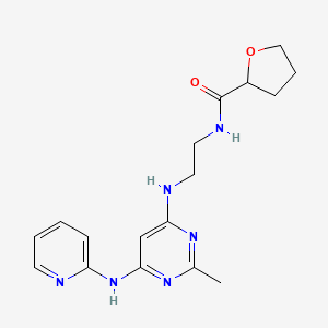 molecular formula C17H22N6O2 B2824837 N-(2-((2-methyl-6-(pyridin-2-ylamino)pyrimidin-4-yl)amino)ethyl)tetrahydrofuran-2-carboxamide CAS No. 1421475-57-1