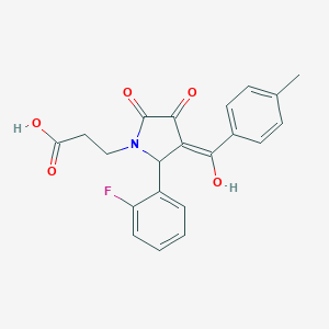 molecular formula C21H18FNO5 B282484 3-[2-(2-fluorophenyl)-4-hydroxy-3-(4-methylbenzoyl)-5-oxo-2,5-dihydro-1H-pyrrol-1-yl]propanoic acid 