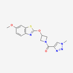 molecular formula C15H15N5O3S B2824843 (3-((6-methoxybenzo[d]thiazol-2-yl)oxy)azetidin-1-yl)(1-methyl-1H-1,2,3-triazol-4-yl)methanone CAS No. 1421476-65-4