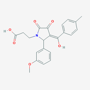 molecular formula C22H21NO6 B282485 3-[3-hydroxy-5-(3-methoxyphenyl)-4-(4-methylbenzoyl)-2-oxo-2,5-dihydro-1H-pyrrol-1-yl]propanoic acid 
