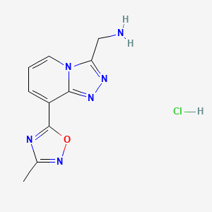 molecular formula C10H11ClN6O B2824851 (8-(3-甲基-1,2,4-噁二唑-5-基)-[1,2,4]三唑并[4,3-a]吡啶-3-基)甲胺盐酸盐 CAS No. 2034155-61-6