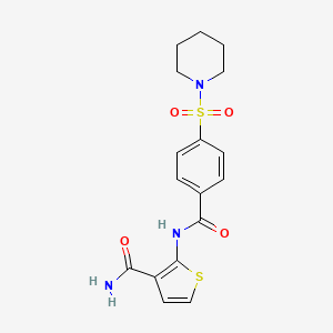 molecular formula C17H19N3O4S2 B2824853 2-(4-(Piperidin-1-ylsulfonyl)benzamido)thiophene-3-carboxamide CAS No. 790245-59-9