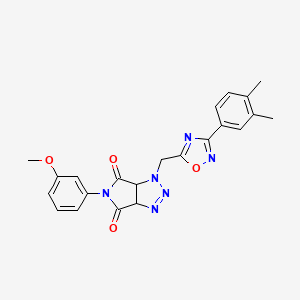 molecular formula C22H20N6O4 B2824855 1-((3-(3,4-dimethylphenyl)-1,2,4-oxadiazol-5-yl)methyl)-5-(3-methoxyphenyl)-1,6a-dihydropyrrolo[3,4-d][1,2,3]triazole-4,6(3aH,5H)-dione CAS No. 1251545-85-3