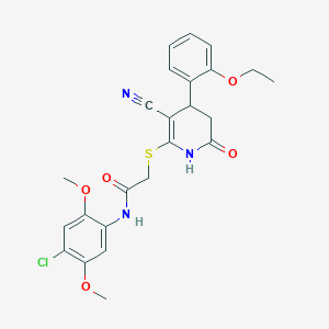 molecular formula C24H24ClN3O5S B2824858 N-(4-chloro-2,5-dimethoxyphenyl)-2-{[3-cyano-4-(2-ethoxyphenyl)-6-oxo-1,4,5,6-tetrahydropyridin-2-yl]sulfanyl}acetamide CAS No. 361980-61-2