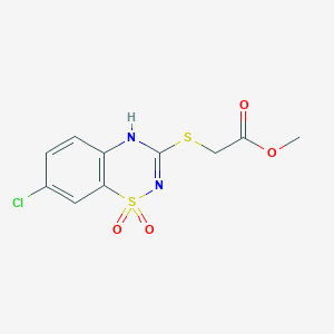 molecular formula C10H9ClN2O4S2 B2824863 methyl 2-((7-chloro-1,1-dioxido-4H-benzo[e][1,2,4]thiadiazin-3-yl)thio)acetate CAS No. 899750-40-4
