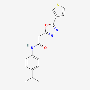 molecular formula C17H17N3O2S B2824869 6-[5-(3-chlorophenyl)-1,2,4-oxadiazol-3-yl]-3-isopropyl-1,3-benzoxazol-2(3H)-one CAS No. 1286704-88-8