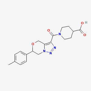 molecular formula C19H22N4O4 B2824870 1-{[6-(4-methylphenyl)-6,7-dihydro-4H-[1,2,3]triazolo[5,1-c][1,4]oxazin-3-yl]carbonyl}piperidine-4-carboxylic acid CAS No. 1986681-59-7