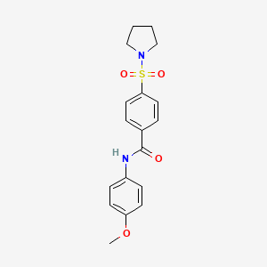 molecular formula C18H20N2O4S B2824883 N-(4-methoxyphenyl)-4-(pyrrolidin-1-ylsulfonyl)benzamide CAS No. 388623-00-5