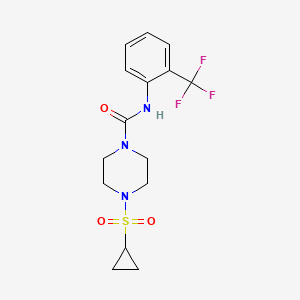 molecular formula C15H18F3N3O3S B2824885 4-(环丙基磺酰基)-N-(2-(三氟甲基)苯基)哌嗪-1-甲酰胺 CAS No. 1219902-23-4