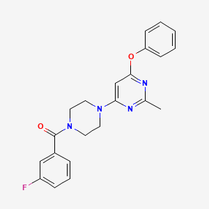 molecular formula C22H21FN4O2 B2824888 (3-Fluorophenyl)(4-(2-methyl-6-phenoxypyrimidin-4-yl)piperazin-1-yl)methanone CAS No. 946231-13-6