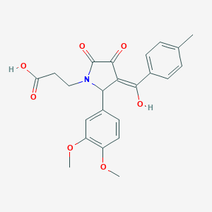 molecular formula C23H23NO7 B282489 3-[2-(3,4-dimethoxyphenyl)-4-hydroxy-3-(4-methylbenzoyl)-5-oxo-2,5-dihydro-1H-pyrrol-1-yl]propanoic acid 