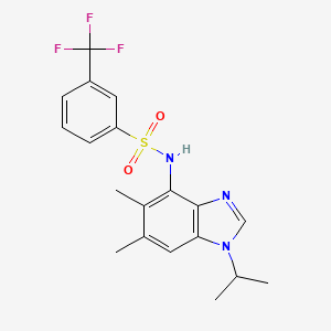 molecular formula C19H20F3N3O2S B2824891 N-(1-isopropyl-5,6-dimethyl-1H-1,3-benzimidazol-4-yl)-3-(trifluoromethyl)benzenesulfonamide CAS No. 338423-29-3