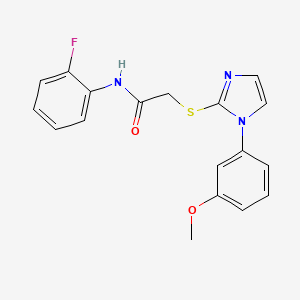 molecular formula C18H16FN3O2S B2824897 N-(2-fluorophenyl)-2-{[1-(3-methoxyphenyl)-1H-imidazol-2-yl]thio}acetamide CAS No. 688335-66-2