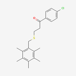 molecular formula C21H25ClOS B2824899 1-(4-Chlorophenyl)-3-[(2,3,4,5,6-pentamethylbenzyl)sulfanyl]-1-propanone CAS No. 882749-00-0