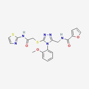 molecular formula C20H18N6O4S2 B2824902 N-((4-(2-methoxyphenyl)-5-((2-oxo-2-(thiazol-2-ylamino)ethyl)thio)-4H-1,2,4-triazol-3-yl)methyl)furan-2-carboxamide CAS No. 310450-00-1