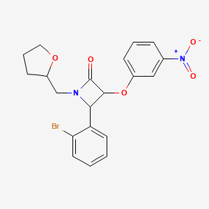 molecular formula C20H19BrN2O5 B2824905 4-(2-Bromophenyl)-3-(3-nitrophenoxy)-1-[(oxolan-2-yl)methyl]azetidin-2-one CAS No. 1222977-79-8