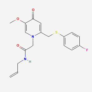 molecular formula C18H19FN2O3S B2824906 N-allyl-2-(2-(((4-fluorophenyl)thio)methyl)-5-methoxy-4-oxopyridin-1(4H)-yl)acetamide CAS No. 920344-67-8
