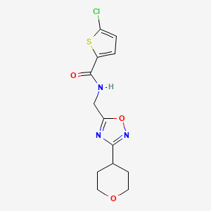 molecular formula C13H14ClN3O3S B2824907 5-chloro-N-((3-(tetrahydro-2H-pyran-4-yl)-1,2,4-oxadiazol-5-yl)methyl)thiophene-2-carboxamide CAS No. 2034562-13-3