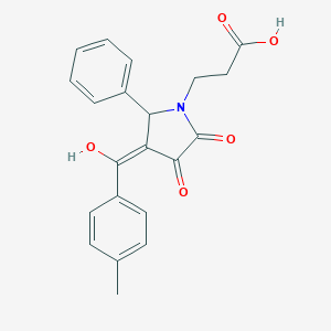 molecular formula C21H19NO5 B282491 3-[3-hydroxy-4-(4-methylbenzoyl)-2-oxo-5-phenyl-2,5-dihydro-1H-pyrrol-1-yl]propanoic acid 