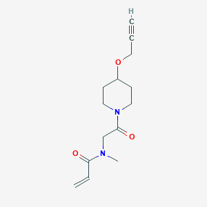 molecular formula C14H20N2O3 B2824925 N-Methyl-N-[2-oxo-2-(4-prop-2-ynoxypiperidin-1-yl)ethyl]prop-2-enamide CAS No. 2361803-94-1
