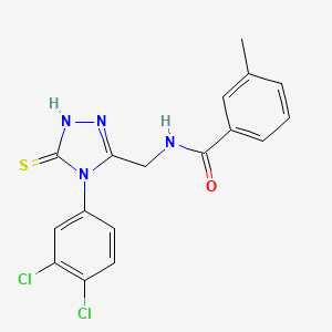 molecular formula C17H14Cl2N4OS B2824926 N-((4-(3,4-dichlorophenyl)-5-thioxo-4,5-dihydro-1H-1,2,4-triazol-3-yl)methyl)-3-methylbenzamide CAS No. 391886-59-2
