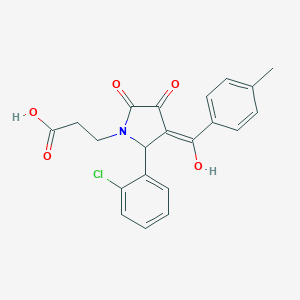 molecular formula C21H18ClNO5 B282493 3-[2-(2-chlorophenyl)-4-hydroxy-3-(4-methylbenzoyl)-5-oxo-2,5-dihydro-1H-pyrrol-1-yl]propanoic acid 