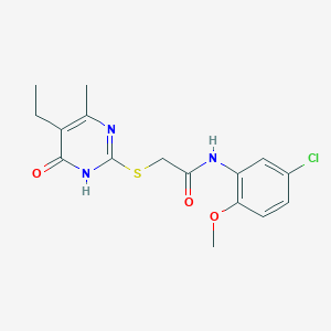 molecular formula C16H18ClN3O3S B2824950 N-(5-chloro-2-methoxyphenyl)-2-((5-ethyl-4-methyl-6-oxo-1,6-dihydropyrimidin-2-yl)thio)acetamide CAS No. 552308-92-6