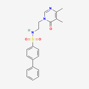 molecular formula C20H21N3O3S B2824955 N-(2-(4,5-dimethyl-6-oxopyrimidin-1(6H)-yl)ethyl)-[1,1'-biphenyl]-4-sulfonamide CAS No. 1396844-90-8