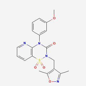 molecular formula C19H18N4O5S B2824963 2-((3,5-dimethylisoxazol-4-yl)methyl)-4-(3-methoxyphenyl)-2H-pyrido[2,3-e][1,2,4]thiadiazin-3(4H)-one 1,1-dioxide CAS No. 1251598-84-1