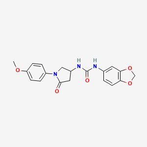 molecular formula C19H19N3O5 B2824969 1-(苯并[d][1,3]二氧杂噻吩-5-基)-3-(1-(4-甲氧基苯基)-5-氧代吡咯啉-3-基)脲 CAS No. 894031-20-0