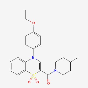 molecular formula C23H26N2O4S B2824970 N-(3-methoxyphenyl)-4-[4-methyl-5-(piperidin-1-ylcarbonyl)-1,3-thiazol-2-yl]thiophene-2-sulfonamide CAS No. 1251669-93-8