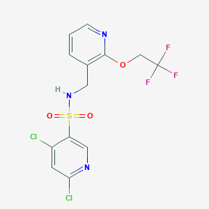 molecular formula C13H10Cl2F3N3O3S B2824973 4,6-dichloro-N-{[2-(2,2,2-trifluoroethoxy)pyridin-3-yl]methyl}pyridine-3-sulfonamide CAS No. 1427938-39-3