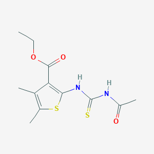 molecular formula C12H16N2O3S2 B2824974 2-(3-Acetyl-thioureido)-4,5-dimethyl-thiophene-3-carboxylic acid ethyl ester CAS No. 268733-38-6