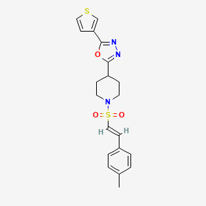 (E)-2-(1-((4-methylstyryl)sulfonyl)piperidin-4-yl)-5-(thiophen-3-yl)-1,3,4-oxadiazole